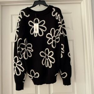 Black and White Floral Sweater